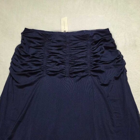 New M Maeve x Anthropologie Ruched yoke column maxi skirt in Navy Storm - Picture 4 of 9